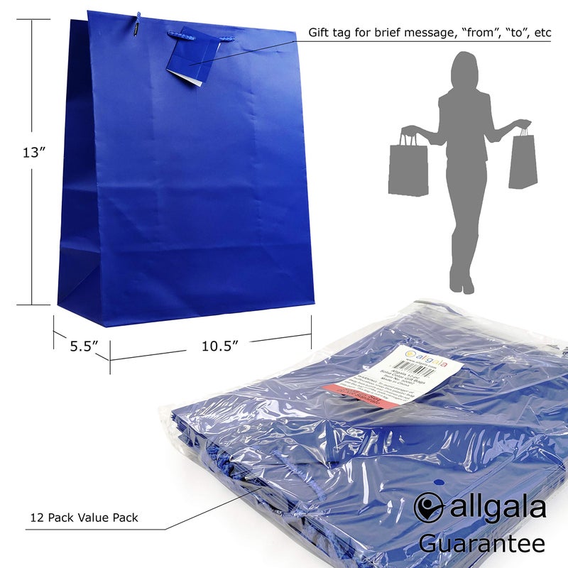 allgala Gift Bags, 12 Pack 13x10x5.5 Inch Large Dark Blue Gift Bags with Handles for Birthday, Wedding, Party Supplies, Baby Shower, Holidays, Chirstmas - Image 2